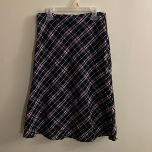 Plaided black, white, and pink skirt